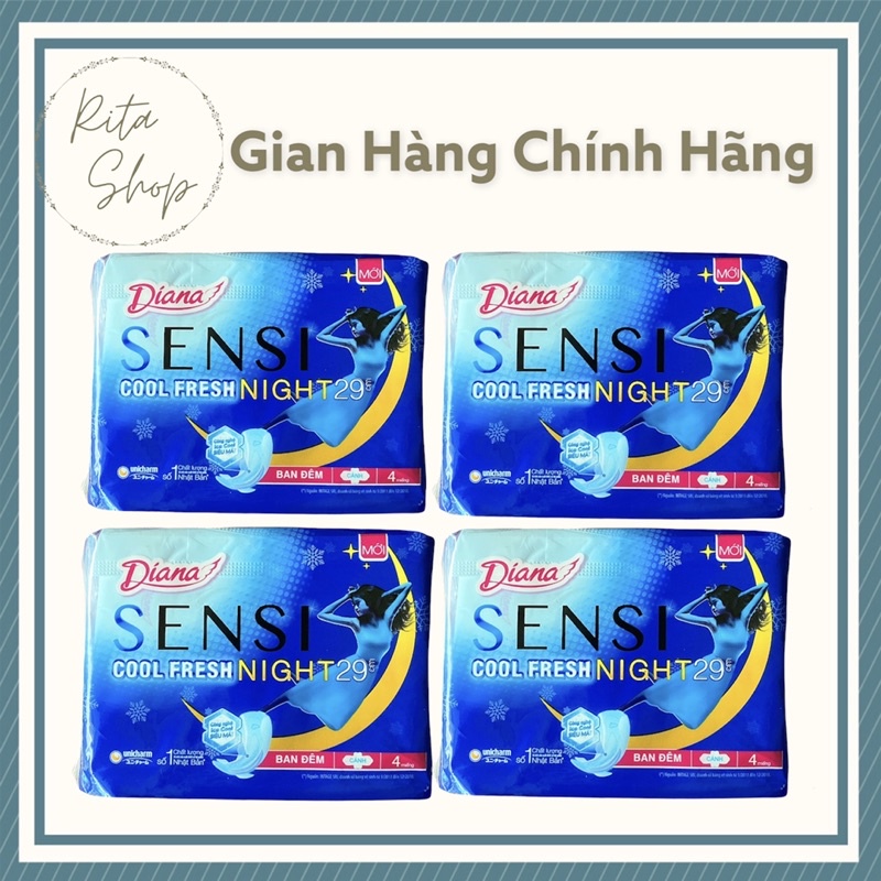 Băng vệ sinh ban đêm Diana Sensi Cool Fresh Mát Lạnh 29cm 4 miếng