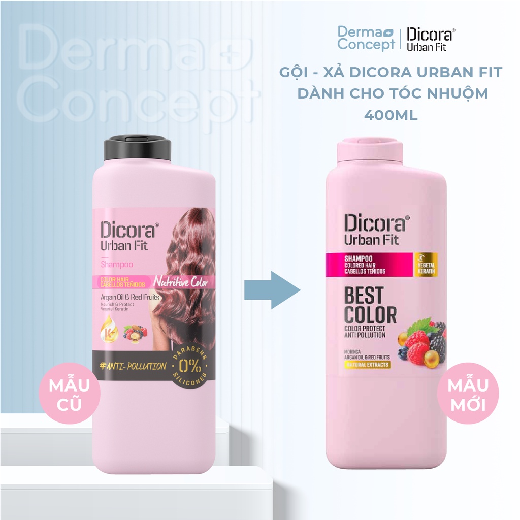 Dầu Gội Xả Dicora Urban Fit chiết xuất tinh dầu Argan dành cho tóc nhuộm - 400ml