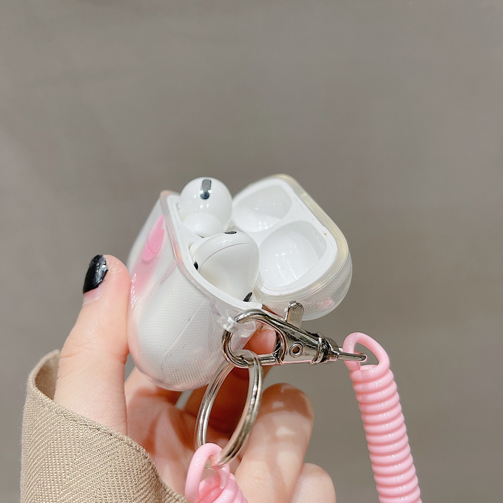 Vỏ Bảo Vệ Hộp Sạc Tai Nghe airpods 1 2 Pro 3rd Generation Pro 1/2 Trong Suốt Chống Sốc Họa Tiết Hoạt Hình Kèm Dây Đeo Kiểu Nhật Hàn