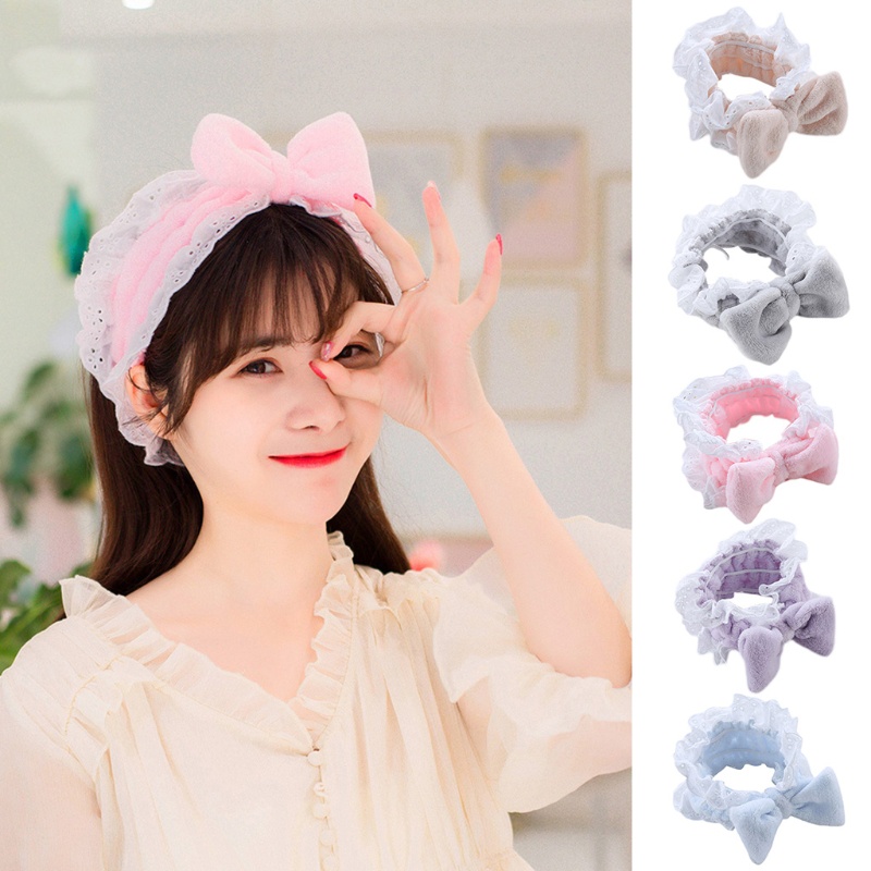 Băng Đô Ren Co Giãn Thắt Nơ Đáng Yêu Cho Nữ