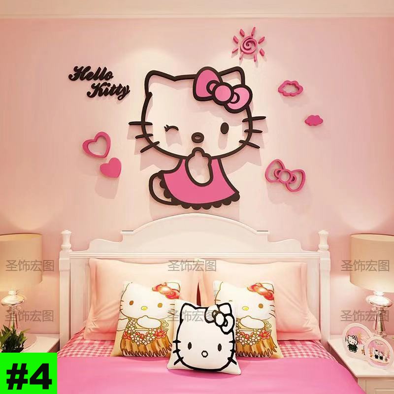 Giấy Dán Tường 3D Hình Hello Kitty