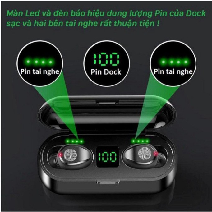 GIÁ KHUYẾN MÃI Tai Nghe Bluetooth AMOI F9 bản PRO Quốc Tế Pin trâu 2000mah điều khiển cảm ứng, màn led báo pin $$