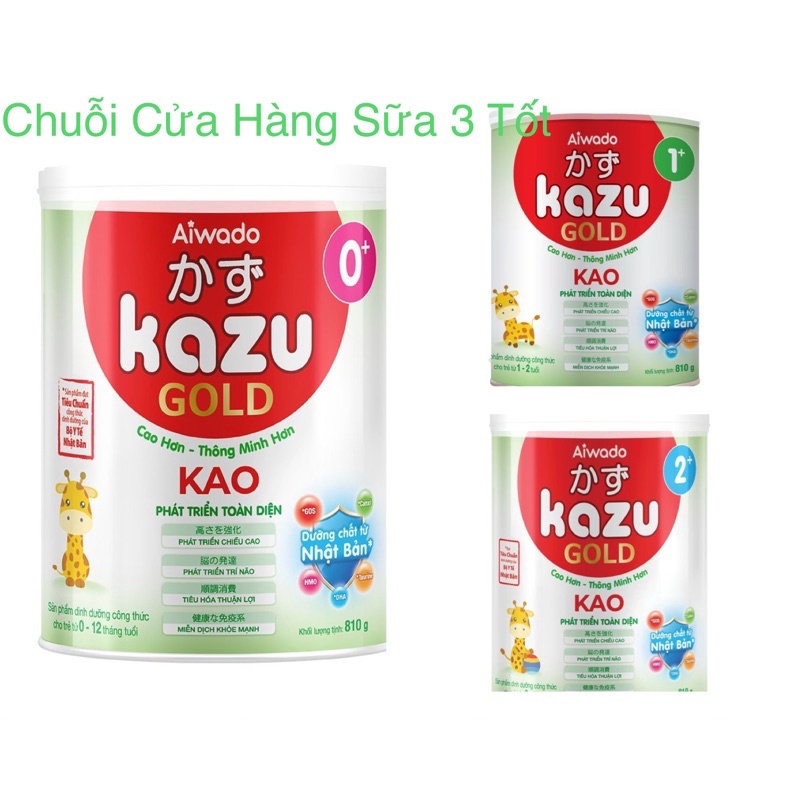 Sữa Kazu Gold Kao số 0+ 1+ 2+ 810g [Date 2023]