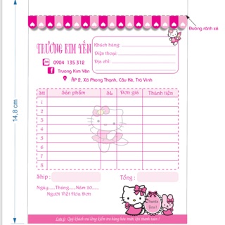 5 quyển Hoá đơn bán hàng kitty 2 liên