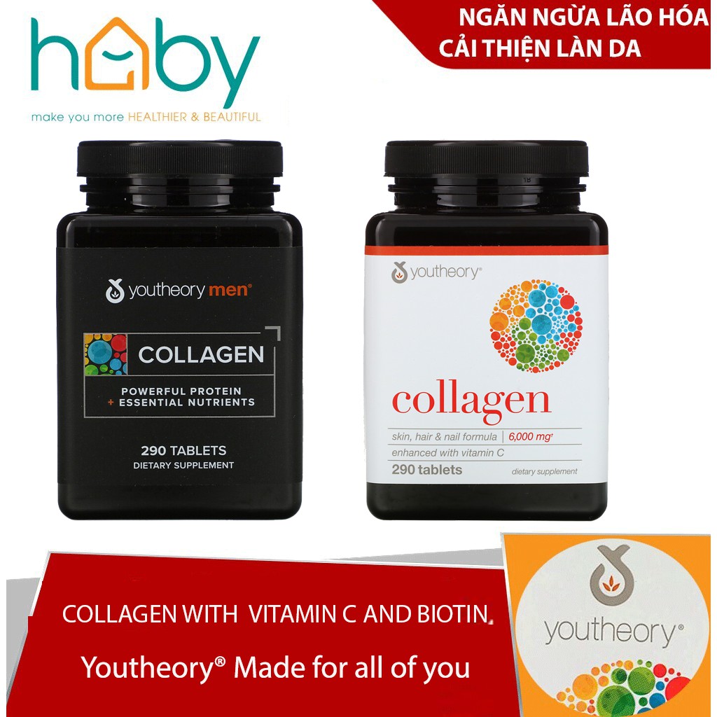 Viên uống Youtheory Collagen Vitamin C with Biotin 290 Viên