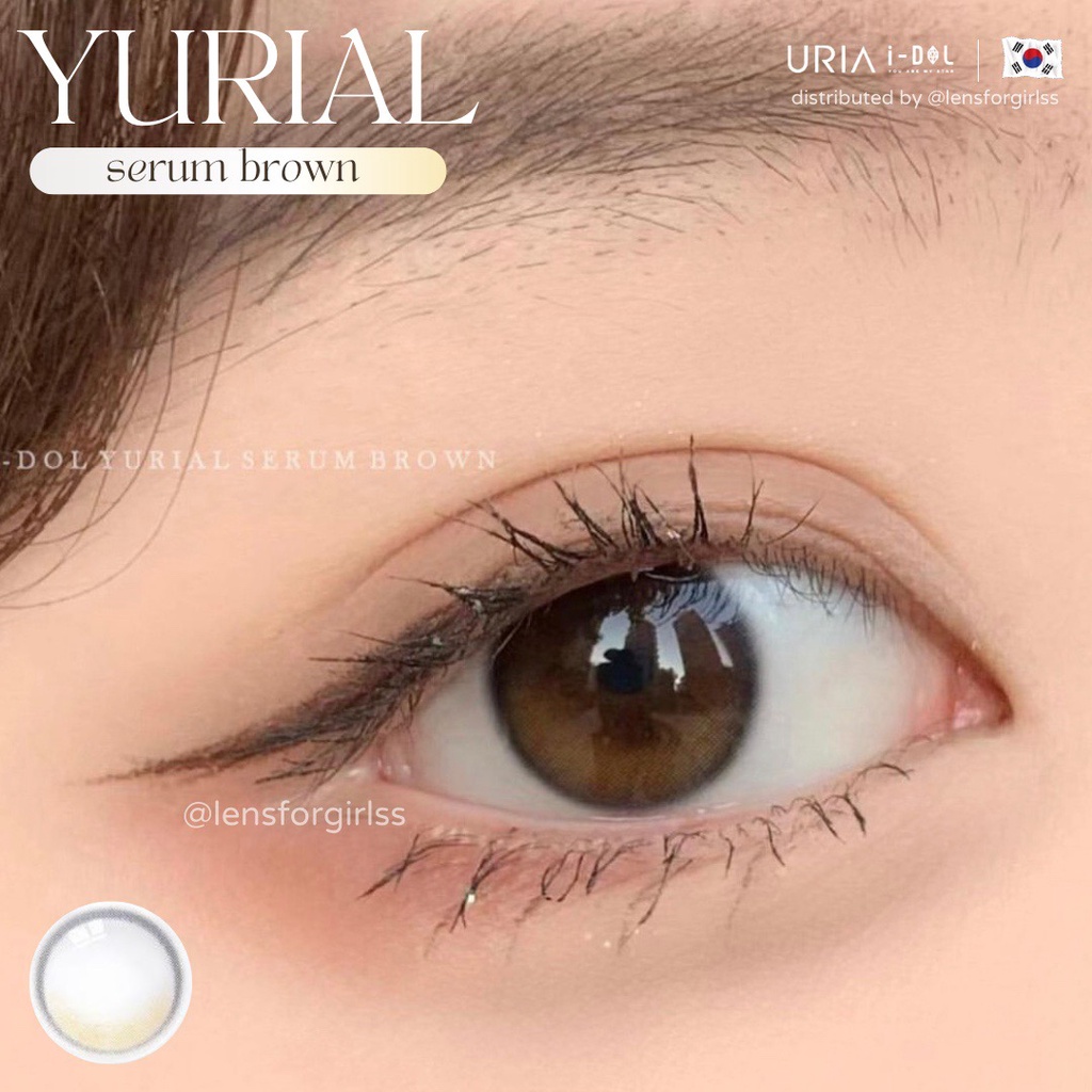 Kính áp tròng nâu trong suốt Yurial Serum Brown hiệu ứng phủ bóng chính hãng IDOL LENS | HSD 8-12 tháng | Lens cận