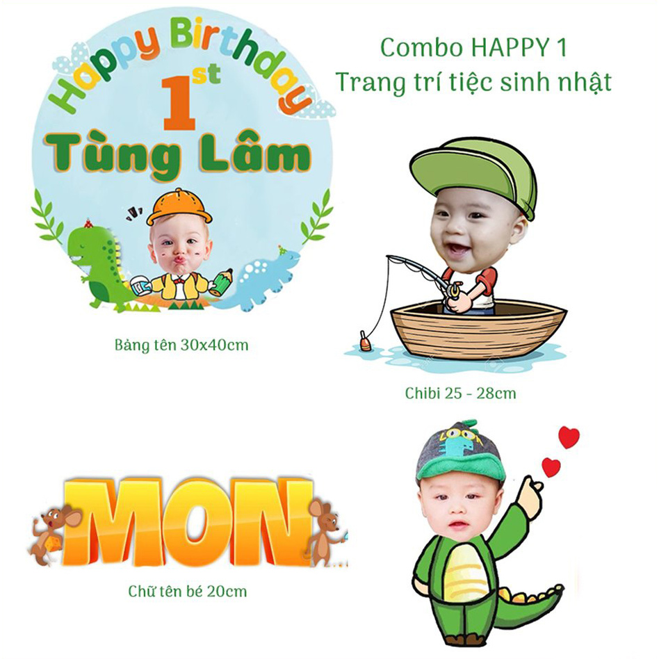 Combo phụ kiện, set đồ trang trí sinh nhật HAPPY 4 - Tôi Tự Làm