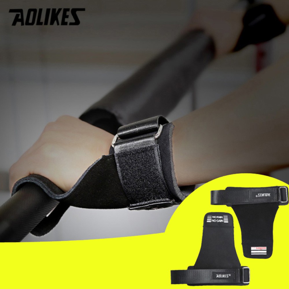 Găng Tay Tập GYM ⚡FREE SHIP⚡ Dây kéo lưng, Găng tay kéo lưng tập xô Aolikes ( 1 Đôi)