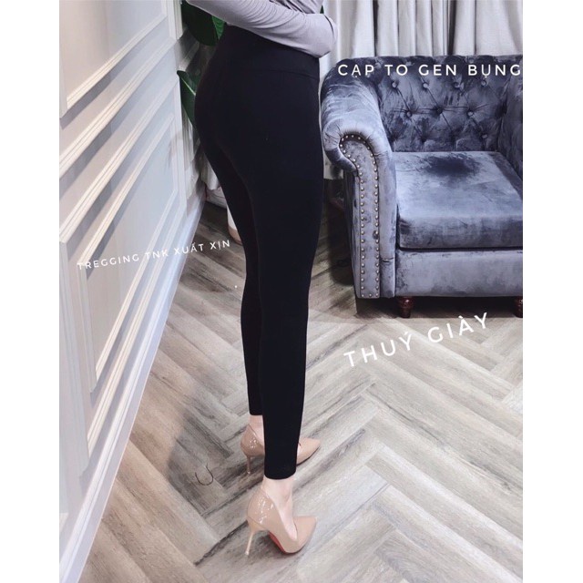 Quần legging nữ cạp cao dáng dài nâng mông gen bụng chất vải umi mềm đen co dãn Quần legging nữ dài lưng cao mặc đi học