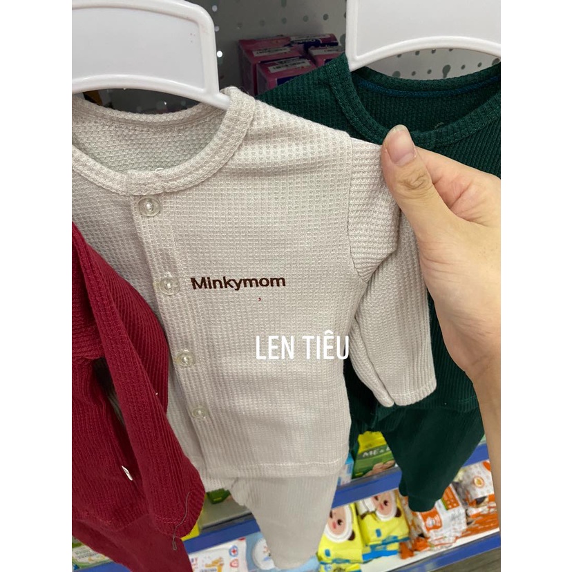 Bộ len tiêu Minky Mom cúc giữa, bộ dài tay minky mom cho bé trai, bé gái