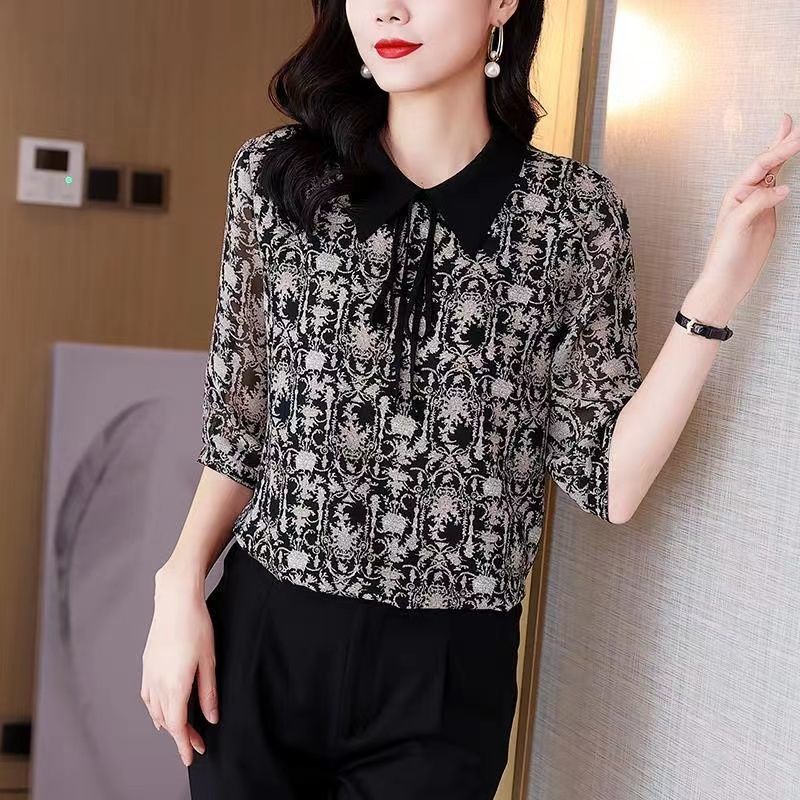 Áo Sơ Mi chiffon Mỏng Tay Ngắn Cổ Bẻ Thời Trang Mùa Hè Dành Cho Nữ