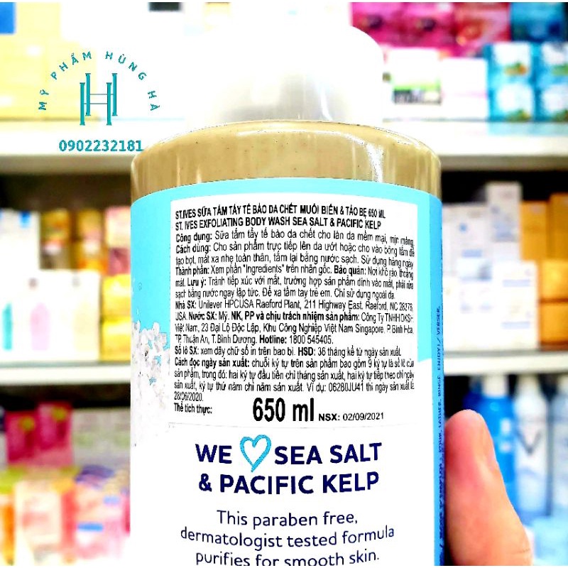 Sữa tắm StIves, sữa tắm chiết xuất muối biển StIves Sea Salt & Pacific Kelp 650ml