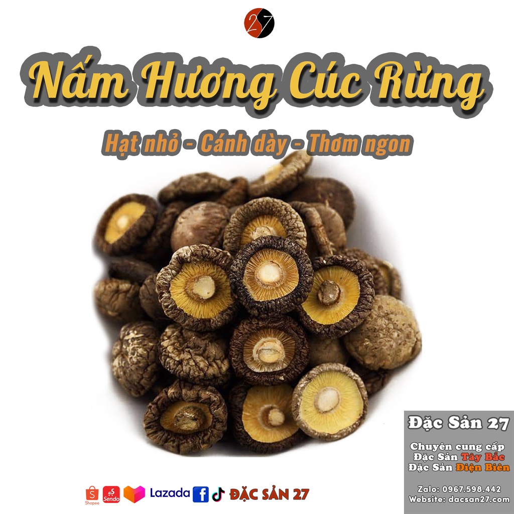 Nấm Hương Cúc Rừng Tây Bắc, Nấm Đông Cô, Nguyên liệu chế biến các món nem rán, thịt kho, tần gà (500gr)