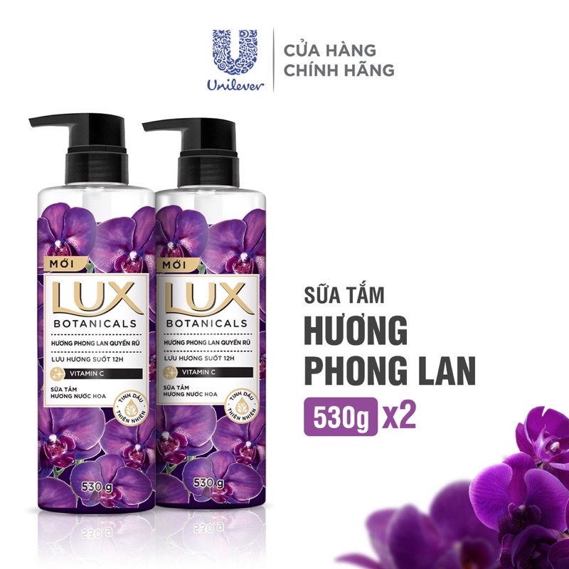 Combo sữa tắm LUX hương nước hoa phong lan quyến rủ 530g