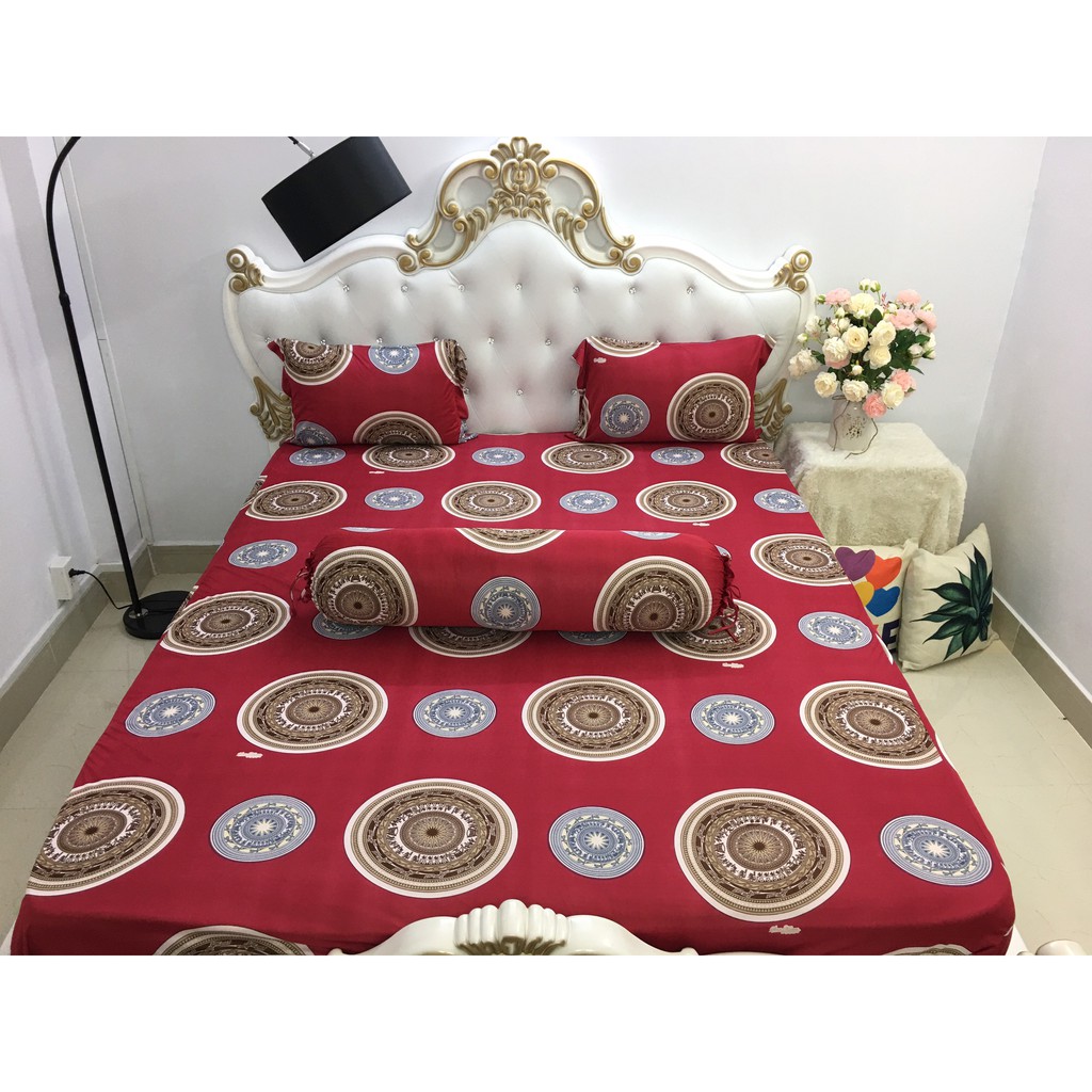 Drap thun hàn quốc 4 món ( 1 drap +2 vỏ gối nằm+ 1 vỏ gối ôm)