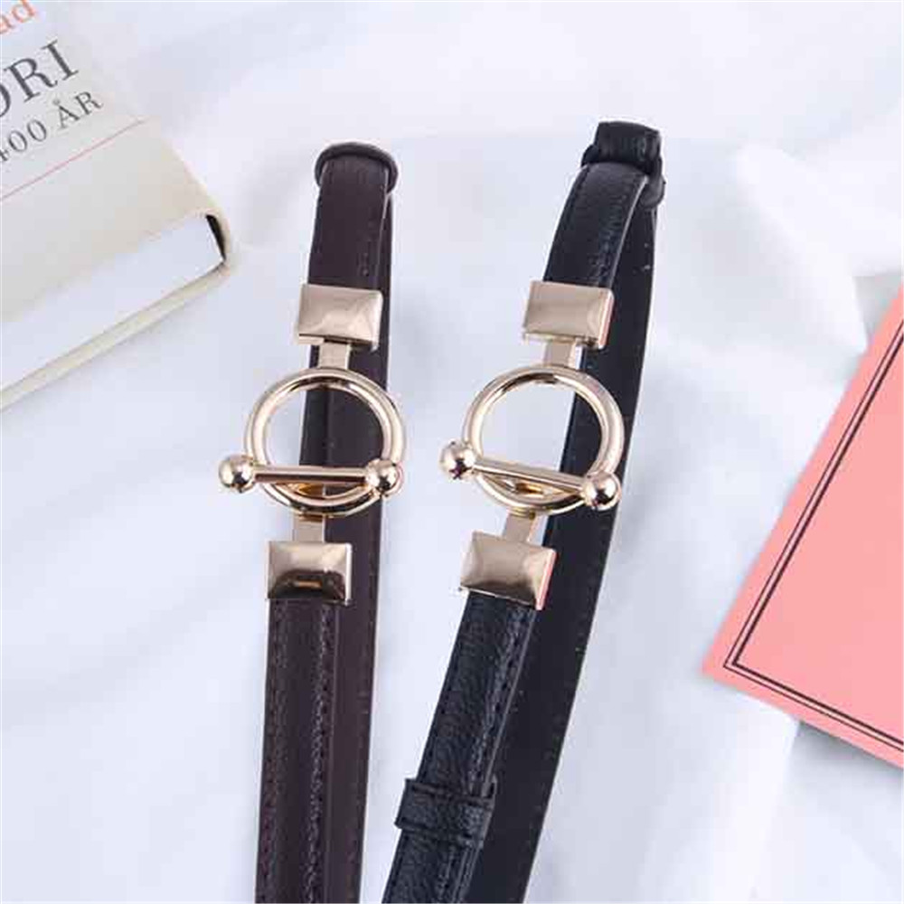 Thắt lưng da PU phối khóa kim loại dạng tròn thời trang dành cho nữ