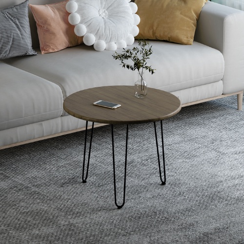 Bàn trà sofa phòng khách , Bàn cafe chân thép sơn tĩnh điện mặt tròn bo viền chống nước  - GM63
