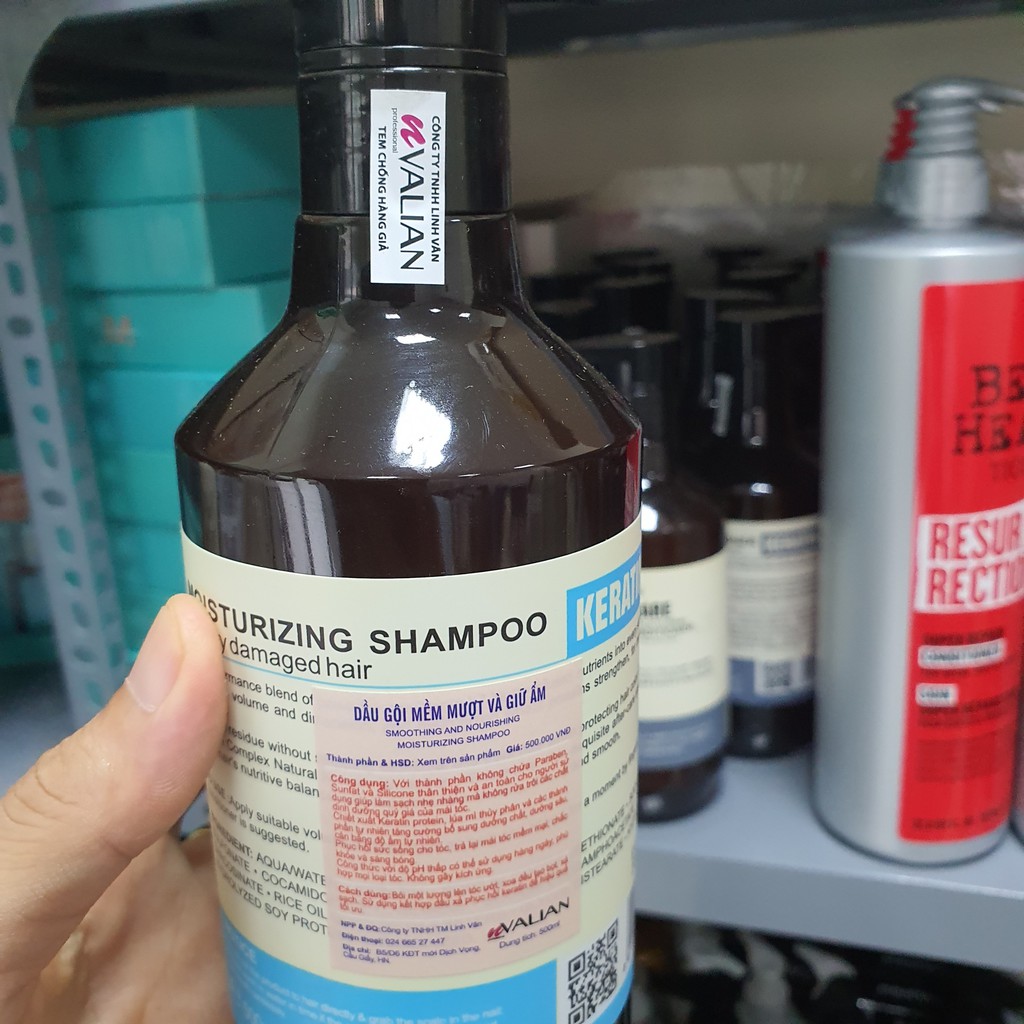 Dầu Gội VALIAN keratin kiềm dầu siêu phục hồi mềm mượt chống rụng tóc cặp 500 ml hương thơm nước hoa hàng chính hãng