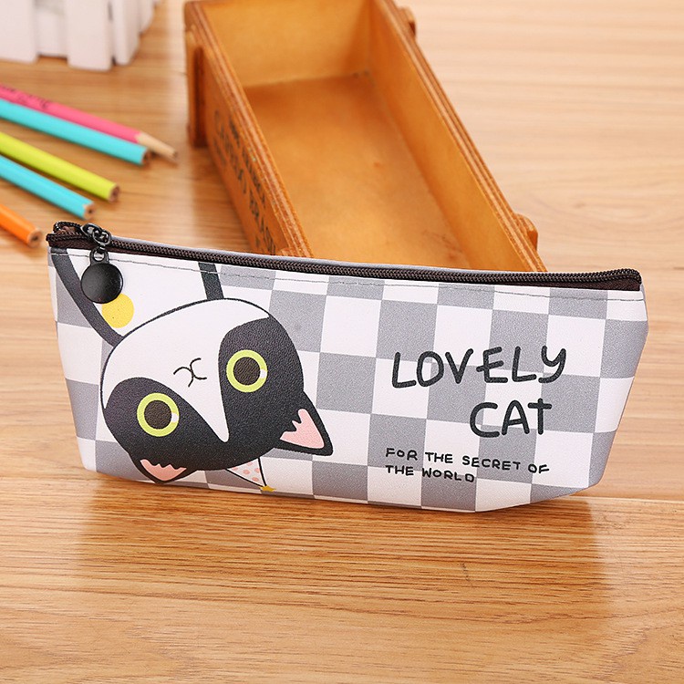 Hộp bút mèo da PU chống nước cute dễ thương phong cách Nhật Bản