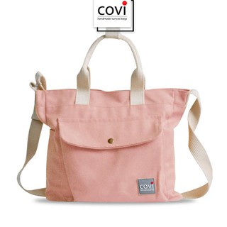 Túi Vải Canvas Đeo Chéo Nữ Phong Cách Hàn Quôc Màu Hồng, Xanh, Đen Thương Hiệu COVI