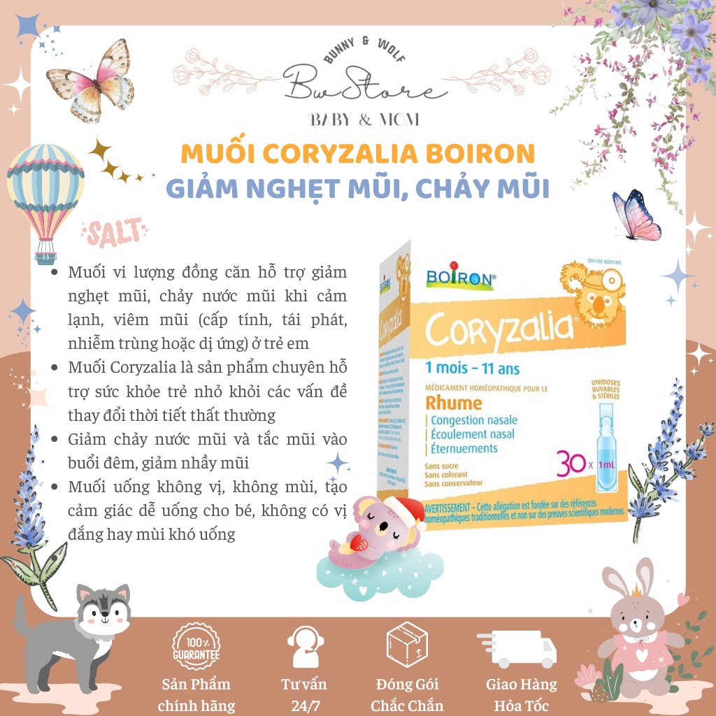 Nước Muối Coryzalia Boiron Canada giảm chảy mũi/nghẹt mũi cho bé