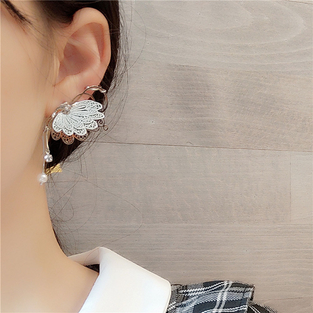 MXMUSTY Korean Butterfly Dangle Earrings Long Fashion Jewelry Drop  Earrings Women Hollow Elegant Tassel Metal Vintage Cartilage Clips