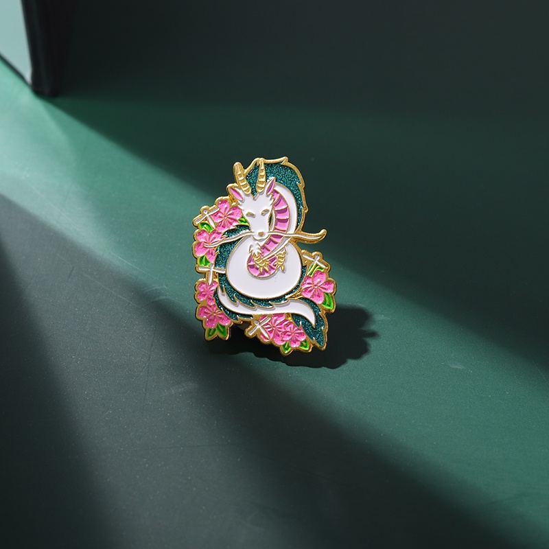 Ghim cài QIHE JEWELRY thiết kế rồng trắng hoạt hình trang trí đẹp mắt