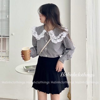 Sơ mi cổ bèo tay bồng xoè (ảnh thật treo tường)