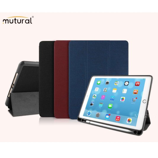 Bao da Mutural cho iPad mini 4/5/ Air/ Air2/ Air 3/Pro 9.7/ Gen 6/ Gen 7/Pro 10.5/ Pro 11 - Có khe để bút ( Chính Hãng )