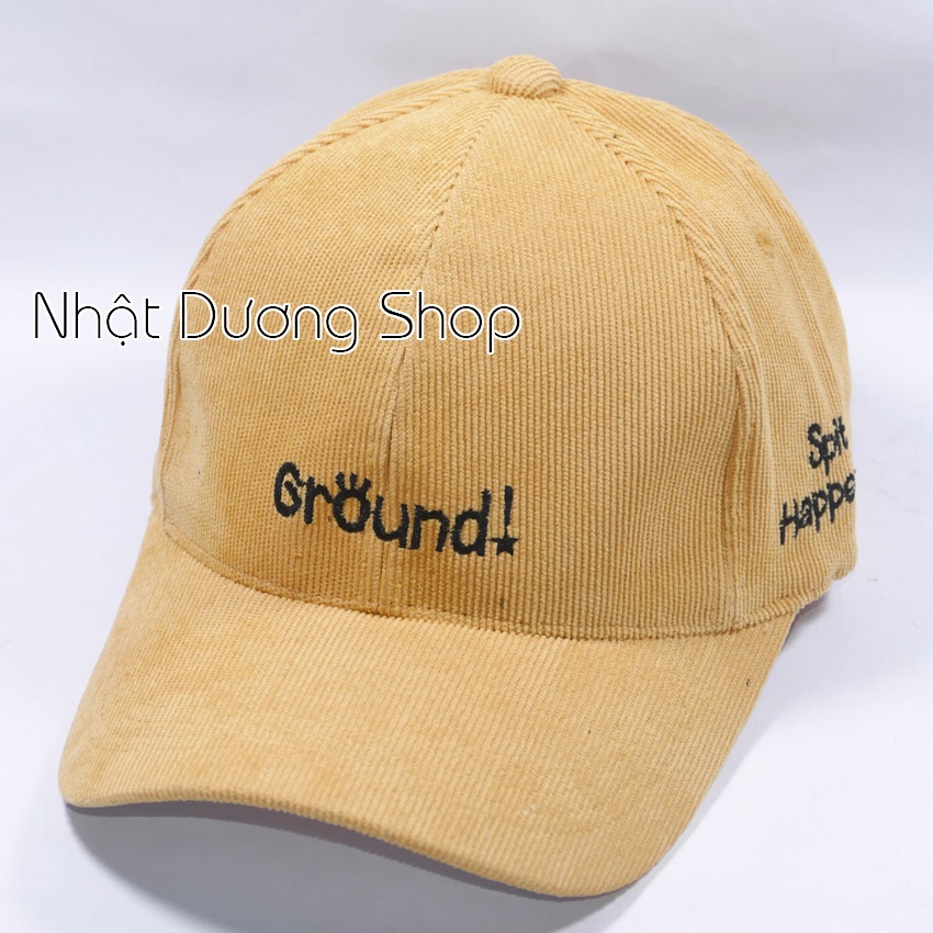 Mũ lưỡi trai ❤️ Nón kết thêu hình chữ Ground chất liệu nhung tăm cao cấp form unisex nam nữ
