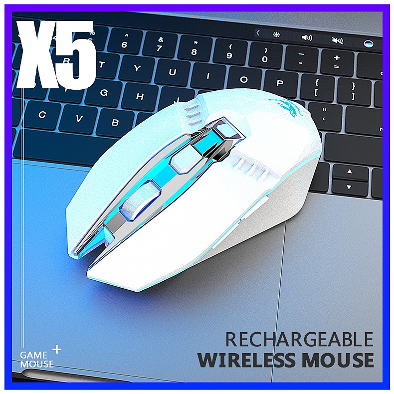 Chuột chuyên Game không dây pin sạc FreeWolf X5 không dây - Led 7 màu tự chuyển