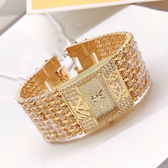 Đồng hồ nữ LOUIS VUITTON LV2 bảng dây kim loại vàng sang chảnh không rỉ thiết kế tinh tế hợp thời trang