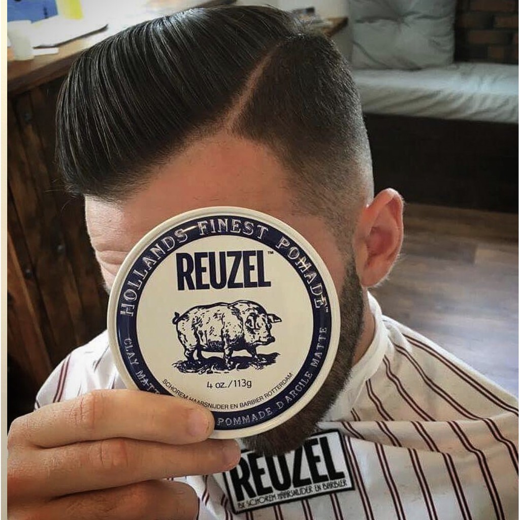 Sáp vuốt tóc Reuzel Clay Matte Pomade [Chính Hãng] giữ nếp tốt, độ bóng mờ, dễ gội rửa, dành cho tóc mỏng đến trung bình