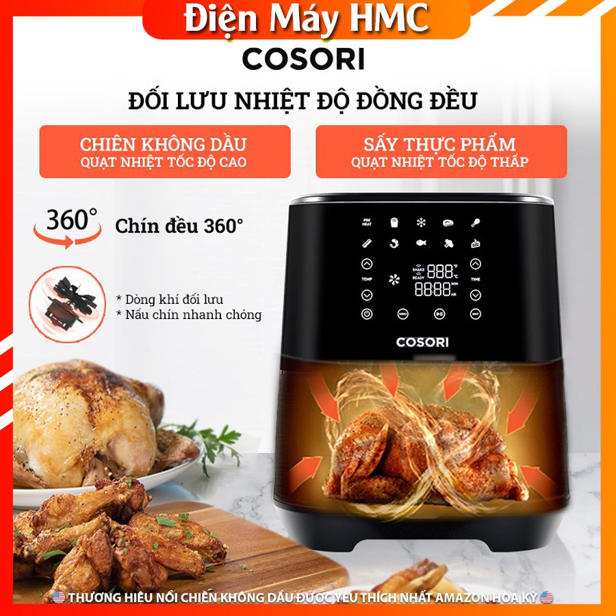 Nồi Chiên Không Dầu COSORI VỎ THÉP, 5.5L chức năng sấy thực phẩm