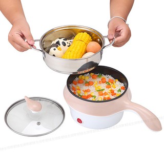 Ca mỳ, nồi lẩu mini đa năng 18cm tặng kèm giá hấp tiện dụng