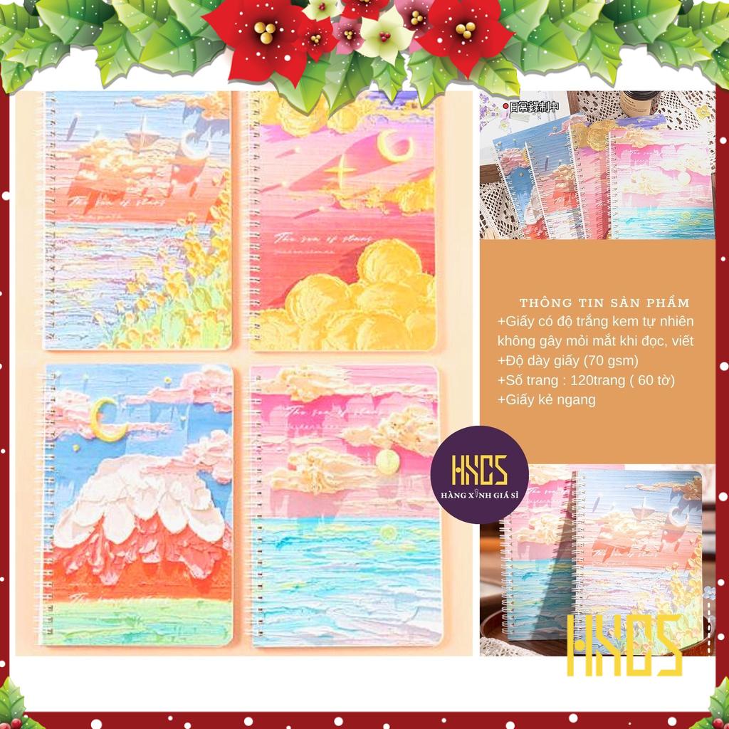 Sổ lò xo A5 kẻ ngang 120 trang 70gsm 140x207mm lò xo kép, HXGS sổ tay ghi chép MAIDEN SEA