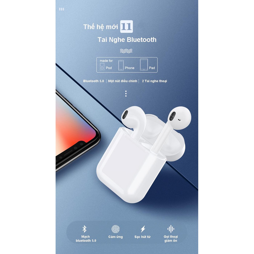 Tai nghe không dây bluetooth i11s bản cao cấp hộp xanh, nút cảm ứng - Tai Nghe Bluetooth i11 | WebRaoVat - webraovat.net.vn