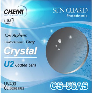 Tròng mắt đổi màu khói, chống lóa, chống uv400 Chemi u2 1.56