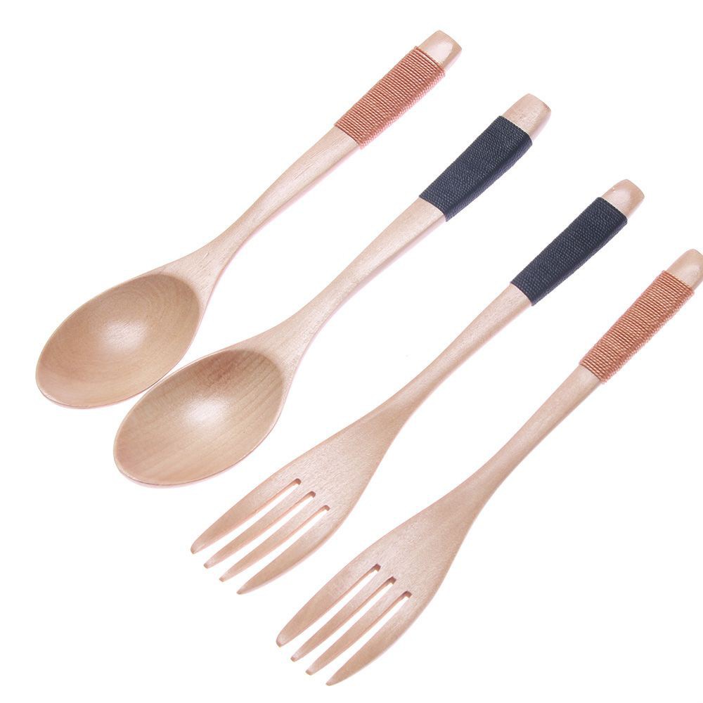 Bộ 2 Muỗng Nĩa Bằng Gỗ Tự Nhiên Cho Bàn Ăn Cơm