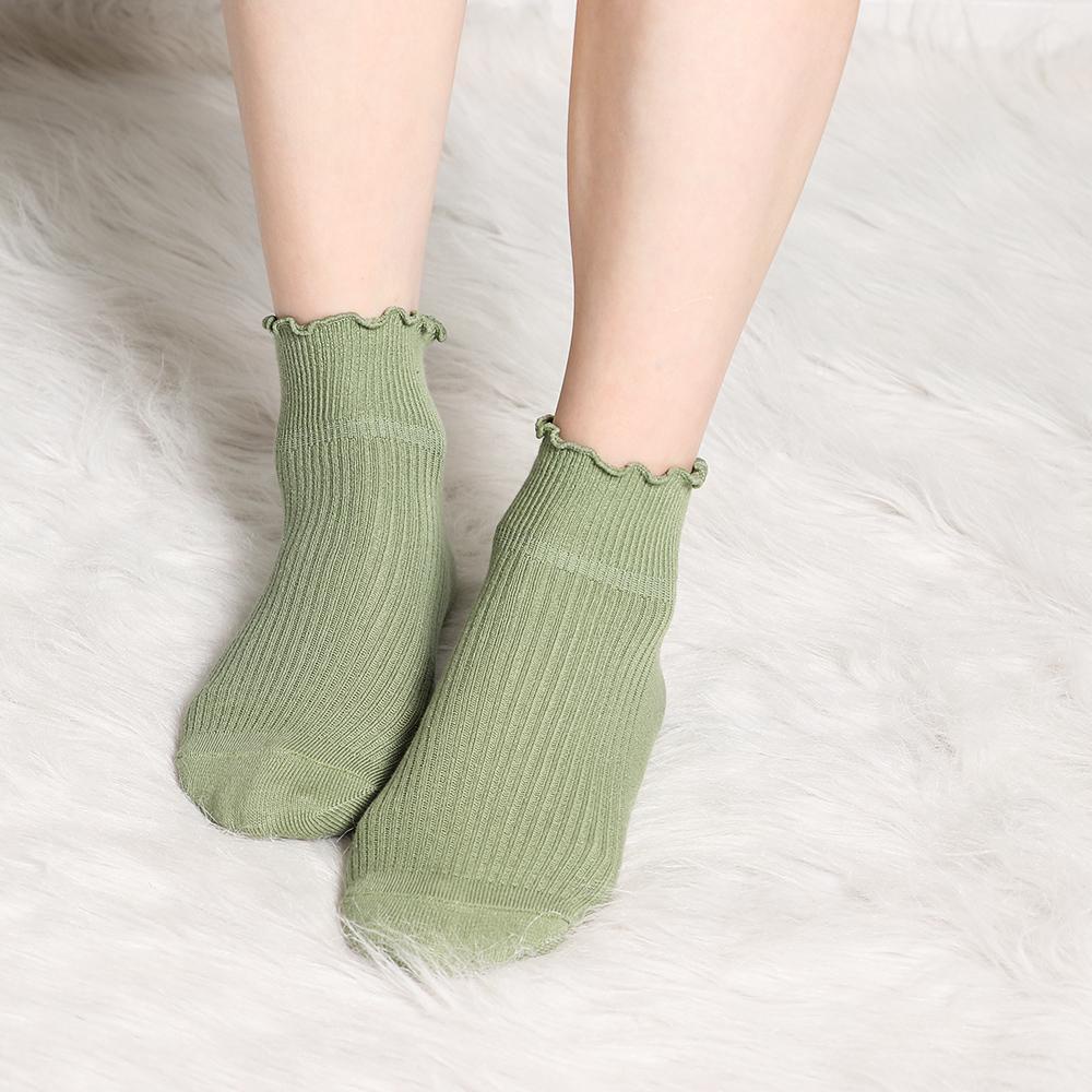 Vớ Thuyền Màu Trơn Thoáng Khí Phối Ren Nhún Bèo Xinh Xắn