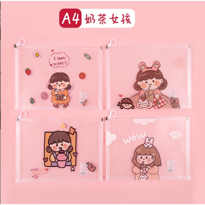 Túi Zip đựng tài liệu, bài kiểm tra A4 hình thú siêu cute BAG U TUIZIPCUTE