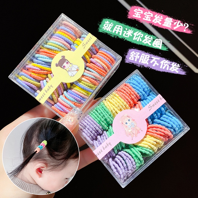 PVN40272 Hộp 100 dây thun cột tóc nhiều màu sắc cho bé Giá Rẻ