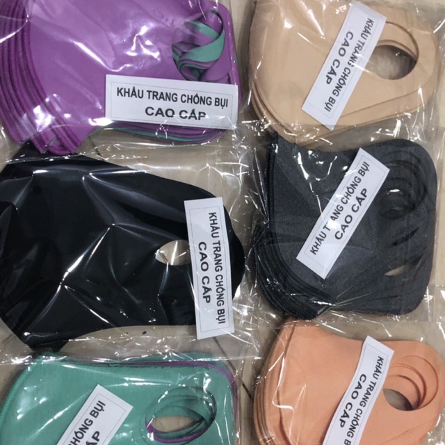 Khẩu Trang Vải Poly 2 da Sét 10 Cái Nhiều Màu