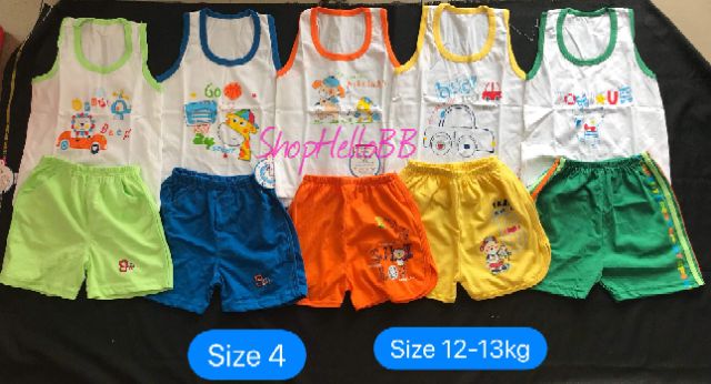 [Hello B&amp;B] Size bé 6-35kg BỘ ÁO 3 LỖ QUẦN SHORT VIỀN HELLO BB (hình in ngẫu nhiên) - Hellobb - Mẹ và bé Kiddy and Mommy