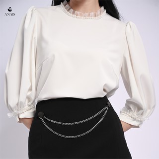 Sơ mi lụa tay phồng lồng đèn cùng viền cổ đính kết tinh tế