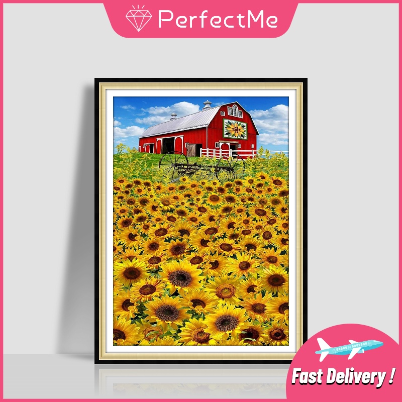 Bộ tranh đính đá 5D họa tiết hoa hướng dương độc đáo kích thước 30x40cm DIY dùng trang trí