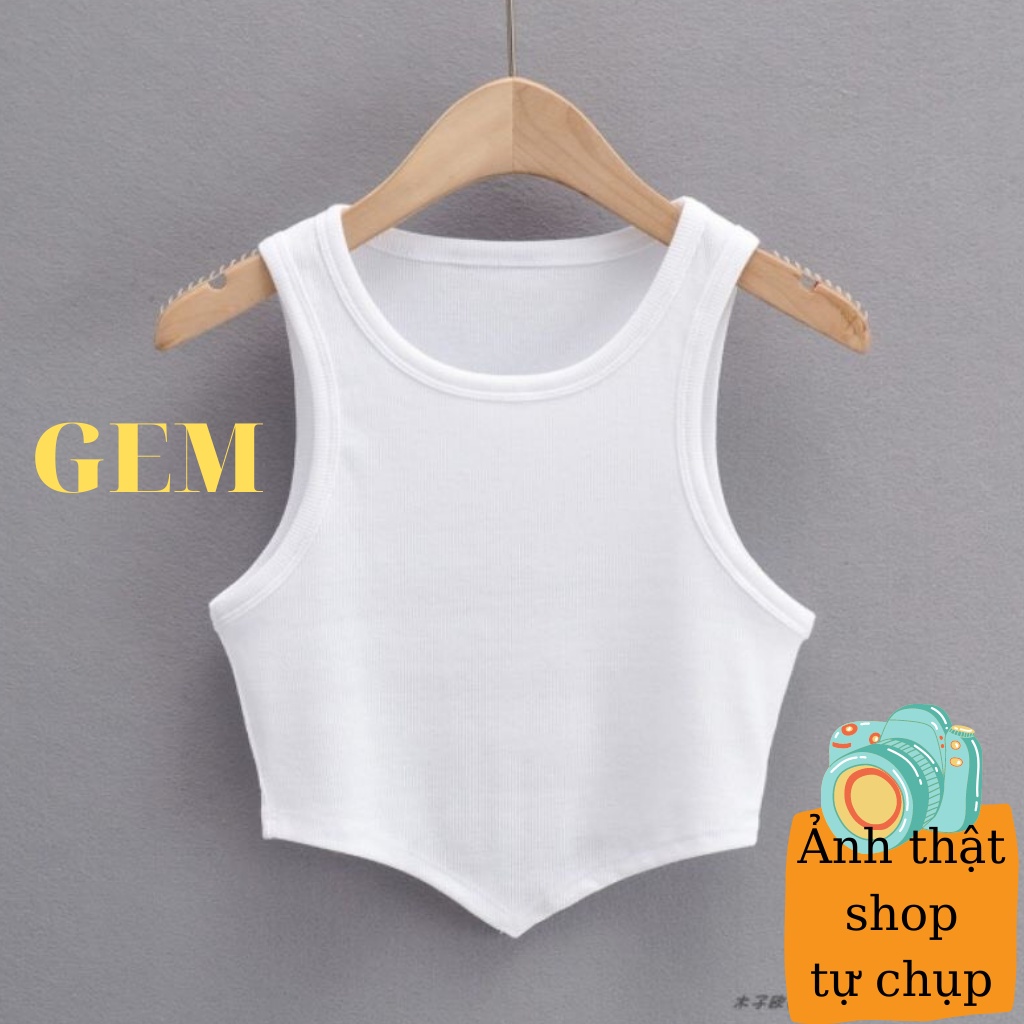 Áo croptop ba lỗ trơn vạt nhọn chất thun gân , croptop nữ 3 lỗ sát nách