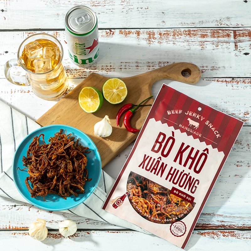 Bò khô xé sợi vị cay truyền thống Xuân Hương nguyên chất thịt bò đậm đà thơm ngon đồ ăn vặt Nonglamfood | BigBuy360 - bigbuy360.vn