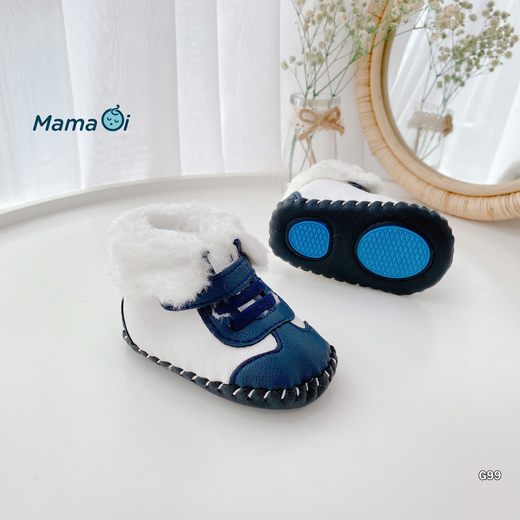 G99 Giày tập đi cho bé giày boot da cách điệu lông mềm đế nhựa cho bé tập đi của Mama Ơi - Thời trang cho bé