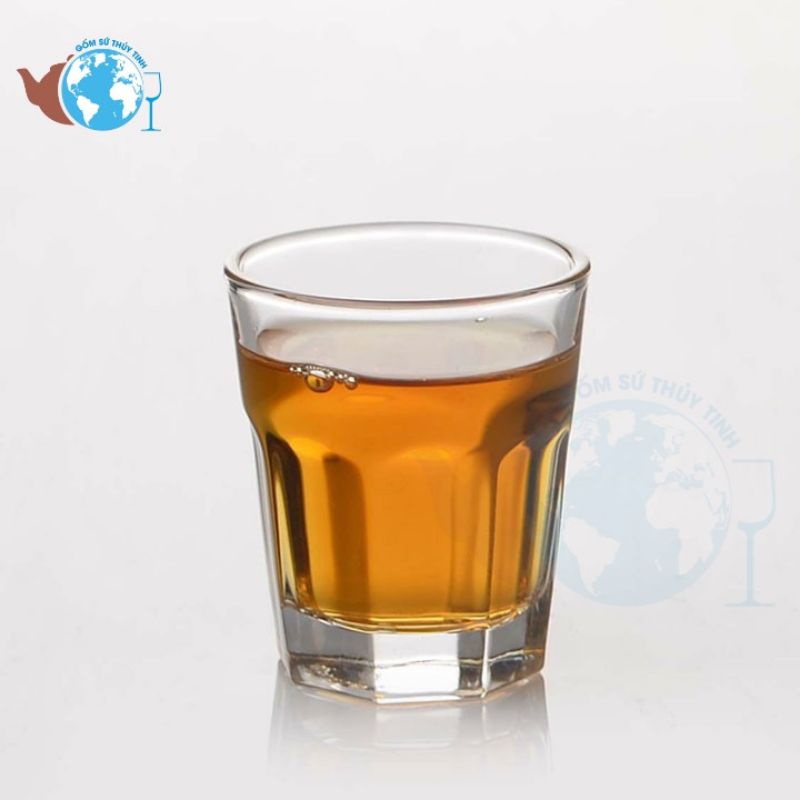 Bộ 6 ly, cốc thủy tinh 8 góc uống trà đá 160ml, ly cafe sữa nhỏ